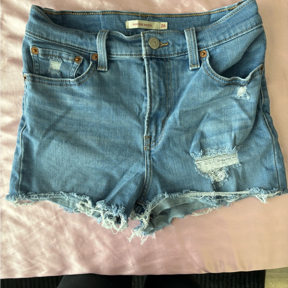 Levi's Light Blue Distressed Jean Shorts
